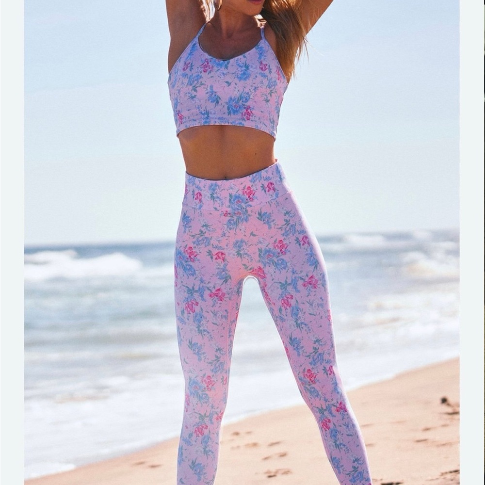 LoveShackFancy Pink and Blue Floral Activewear